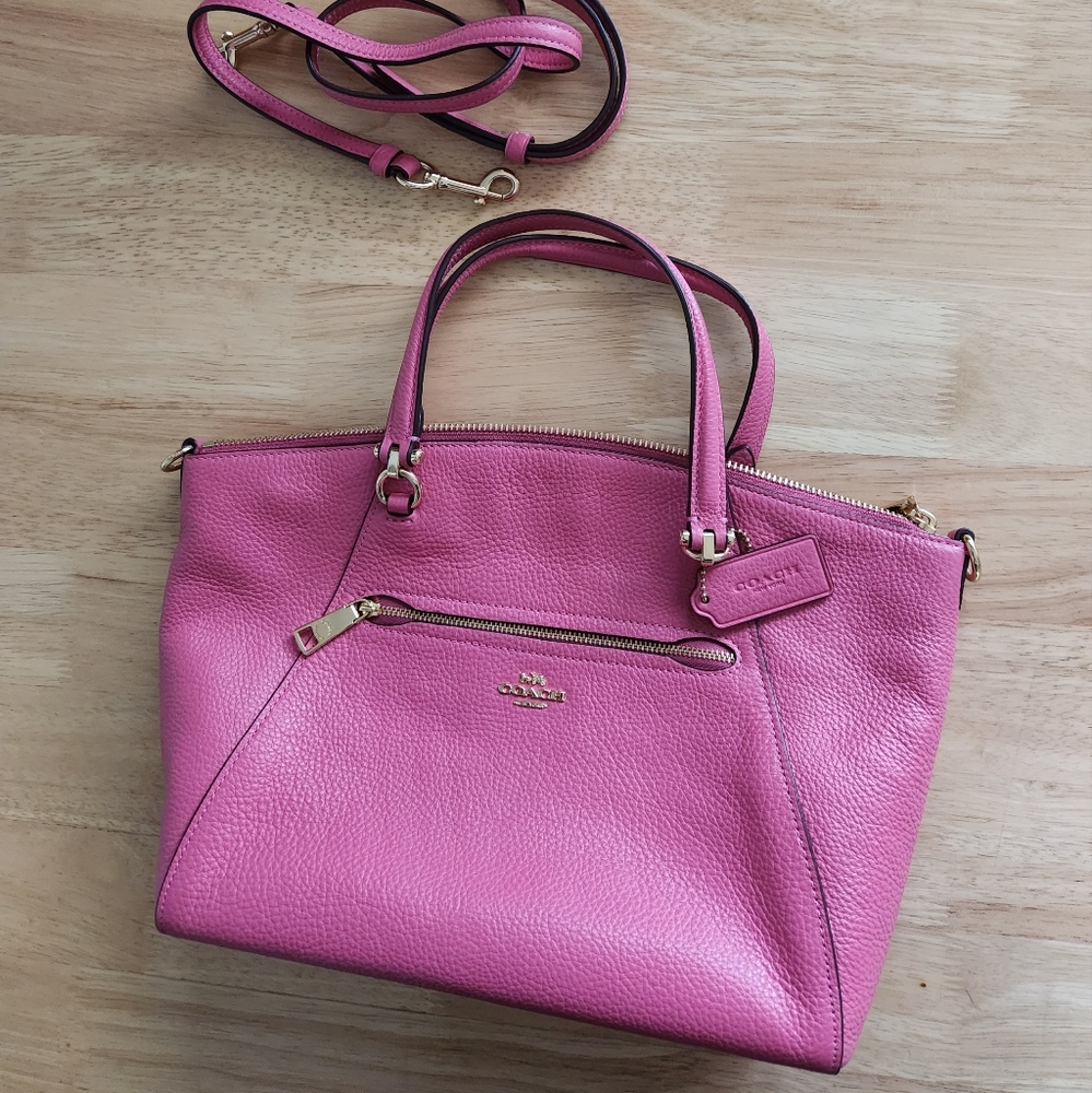 Coach Pebble Leather Prairie Satchel Pink Gold Hardware